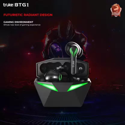 truke BTG1 Earbuds with Game Mode, 48H Playtime, Quad Mic ENC, 13mm driver, AAC codec Bluetooth Headset (Black, True Wireless) truke BTG1 Earbuds with Game Mode, 48H Playtime, Quad Mic ENC, 13mm driver, AAC codec Bluetooth Headset (Black, True Wireless)